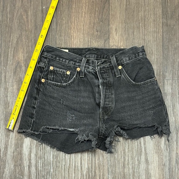 Levi’s 501 Distressed Jean Shorts Size 25 | High Rise Black Wash | Festival Vibe - Picture 4 of 4